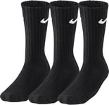 NIKE Mens 3 Pack DRI-FIT Cotton Rich Crew Socks Size Large 8-11 Uk BNWT Black