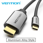 Câble HDMI USB C 4K 60Hz HDMI Type C vers HDMI 2.0 pour MacBook Samsung Galaxy S10/S9 Huawei Mate 20 P20 Pro Adaptateur Thunderbolt 3, Gris - 2m