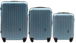 Wings Valise de Voyage - Valise légère avec Roues et poignée télescopique, Silv.Blue, 3 Set, Valise