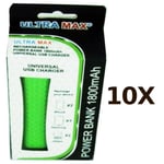 10X Green Ultramax 1800mAh Universal USB Power Bank For iPhone Smartphone Tablet