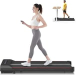 HomeFitnessCode Walking Pad Treadmill, 2.5HP Motorized Under Desk Treadmills for Home with Music Player, LED Display & Remote Control, 1-10km/h Adjustable Speeds, No Assembly (Black-pad)