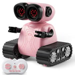 SGILE Robot Télécommandé Emotionnel, Robot Interactif avec Ces Types d'Expressions Faciales, Yeux avec LED, Musique, Marche, Chante, Cadeaux pour Enfants, Garçons, Filles, 3 4 5 6 7 Ans, Rose