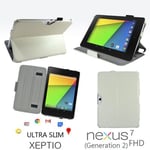 Housse Cuir Style luxe Ultra Slim nouvelle Google Nexus 7 2 FHD 16Gb et 32 Gb 2013 (Nexus 7 Generation 2) blanche avec Multi Stand et fonctions Smart Cover - Etui XEPTIO authentique blanc New ASUS Google Nexus 7 2 II Tablet -  ! Accessoires XEPTIO