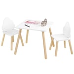 WOLTU Kids Table and Chair Set, 3-Piece Children’s Table & Chair Set, Activity Table and Chairs for Toddlers, Wooden Table and 2 Chairs, White Kids Furniture Set for Nursery, Playroom, Bedroom