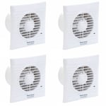 4 x Vent Axia 441626 100HT Lo-Carbon Silhouette Extract Fan Humidistat & Timer