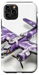 Coque pour iPhone 11 Pro Imprimé animal bohème violet B-17 Flying Fortress Vintage