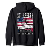 St. Joseph United States Flag GPS Coordinates St. Joseph Zip Hoodie