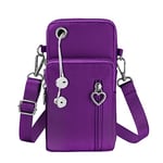 Aucuu Petit Sac Téléphone Portable Femme, Oxford Messenger en Tissu Brassard de Sport avec Bandoulière Réglable, Crossbody Pochette Sacoche Running Armbag pour 7'(avec Prise casque), #1 Noir