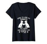 Womens God Is Great Dogs Are Good And People Are Crazy V-Neck T-Shirt