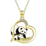 Hjärtformad diamantberlock i legering, halsband med panda för mamma och barn, för flickor och kvinnor Gold