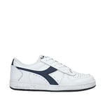 Diadora Mixte Magic Basket Low Icône Chaussure de Gymnastique, Blanc White Blue Caspian Sea, 44.5 EU