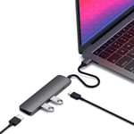 Adaptateur Multiport Type-C Mince Avec Port Usb-C,Hdmi 4K,Usb 3.0-Pour Macbook Pro/Air M2/M1,Ipad Pro/Air M2/M1,Mac Mini M2,Imac M1(Gris Sidéral)