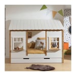 Paris Prix - Pack - Lit Cabane Enfant & Tiroir 'Housebed iv' 90x200cm Blanc