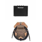 Blackstar Fly 3 Black Portable Battery Powered Mini Electric Guitar Amp MP3 Line In & Headphone Line Out + Blackstar 3m (10ft) Instrument Cable Straight Jack to Straight
