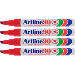 Märkpenna Artline 90 4-pack blister röd 12st