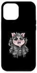 Coque pour iPhone 12 Pro Max Cochon kawaii de dessin animé avec une tenue de dragon cool