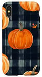 Coque pour iPhone X/XS Orange Minimaliste Tropical Marine Noir Plaid Halloween