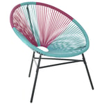 Chaise Fauteuil Type Spaghetti en Rotin PE Rose et Bleu Design Tendance pour Sa