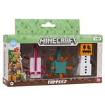 Minecraft 3D Figurer 3-Pakning - Guardian, Axolotl, Snow Golem