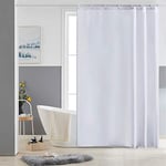 Furlinic Petit Rideau de Douche Blanc Anti Moisissure Tissu en Polyester Imperméable Rideaux de Douche Textile Lavable pour Baignoire ou la Salle de Bain 10 Crochets de Rideau Douche-150x180cm.