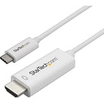 StarTech.com 3ft (1m) USB C to HDMI Cable - 4K 60Hz USB Type C to HDMI 2.0 Video Adapter Cable - Thunderbolt 3 Compatible - Laptop to HDMI Monitor/Display - DP 1.2 Alt Mode HBR2 - White (CDP2HD1MWNL)