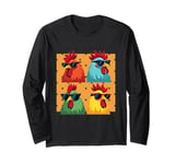 Chicken Sunglasses Animal Farm Funny For Farmer Men Women Long Sleeve T-Shirt