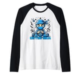 Funny Knitting Ninja with Yarns Knitter Mens Womens Knitting Raglan Baseball Tee