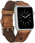 Burkley Bracelet de rechange en cuir pour Apple Watch 38/40 mm - Vintage - Bracelet de rechange compatible avec toutes les Apple Watch - Fabriqué à la main (38/40 mm, marron - BA4)