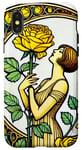 Coque pour iPhone X/XS Rose jaune Pinup Girl Illustration Roses Jardin Art