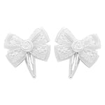 Épingles à Cheveux Clic Clac avec Noeud Blanc - Pour Fille/Danse/Communion- Occasions Spéciales