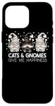 Coque pour iPhone 16 Pro Max Cats & Gnomes Give Me Happiness Nain de jardin de chat