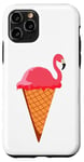 Coque pour iPhone 11 Pro Glace Gaufrier Boule de glace Flamant rose