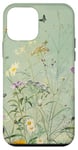 iPhone 12 mini Sage Green Boho Botanical Wildflowers Plants Case