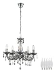 Lustre LED plafonnier chrome acrylique décor argent design H 128 cm salon