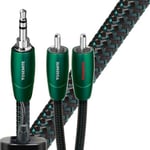 AUDIOQUEST Yosemite 1M 3.5mm to 2 RCA. Solid perfect-surface copper plus. FEP air-tubes. Carbon-based noise-dissipation. Cold welded direct silver plated pure red copper. Jacket - green-black braid