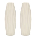 2X Fleur Vase Décoration En Plastique à Blanc Imitation Céramique Panier de Fleurs Vases Nordique (Blanc)