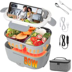 80w Électrique Gamelle Chauffante Boîte À Lunch 3 En 1 Lunch Box Gamelle Chauffant Boite Repas Alimentaire 220v 12v 24v En Acier Inoxydable Thermique Amovible Convient Pour Voiture Camionet