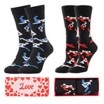 BONANGEL Valentine's Day Gift Socks Red Heart Socks Love Lips Kiss Couple Fun Dress Socks Novelty Crazy Funny Gifts for Boyfriend Girlfriend Men Women