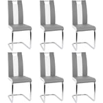 SiFree®Lot de 6 chaises PIA grises et blanches pour salle à manger L 43 x P 58 cm