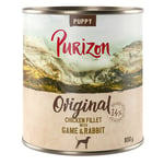 Økonomipakke Purizon Original 12 x 800 g - Puppy: Kyllingfilet med vilt og kanin