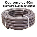 Couronne 40m Tuyau Piscine PVC Pression Gris Souple Semi-Rigide à coller diamètre 50mm extérieur