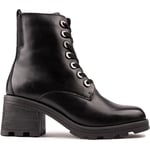 By Caprice Womens Cleated Boots - Black Leather - Size UK 6.5