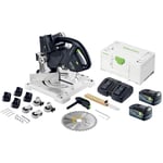 Symc 70 EB-Basic symmetric Scie à plinthes sans fil 36 v ( 2 x 18 v ) 216 mm + 2x batterie 5,0 Ah + chargeur double + Systainer - Festool