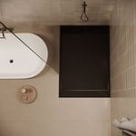 Receveur de douche 80 x 100 cm extra plat SALVI en SoliCast surface ardoisee noir