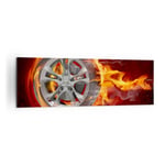 Impression sur Toile 160x50cm Tableaux Image Photo Wheel Flames Rim Decoration