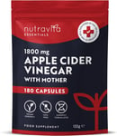 Nutravita Apple Cider Vinegar Capsules 1800mg - ACV with Mother - 180 Capsules