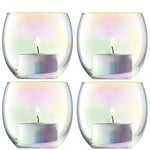 LSA International Pearl Tealight Holder H 6.5 cm/ Ø 6.8cm Mother of Pearl | Set of 4 | Mouthblown and Handmade Glass | Hand Painted | PE20