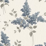 Belgravia Tiffany Fiore Wallpaper Floral Lilacs Silk Textured Vinyl Navy 41339