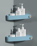 Sotfamily 2 pièces Plastique Etagere Douche Sans Percage, Rangement et Organisation de la Salle de Bain, Porte Savon Douche, Etagere Salle de Bain, Comprend 6 Autocollants Adhésifs, Bleu Ciel