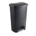 Addis Plastic Family Kitchen Utility Bin, 50 Litre, New Black with Silver Pedal